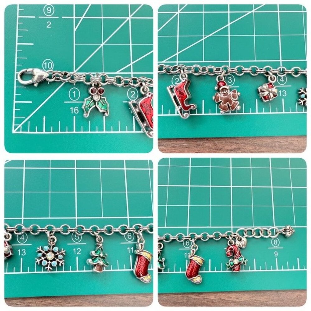 Brighton Christmas Charm Bracelet Silver Tone w Enamel - Picture 7 of 10